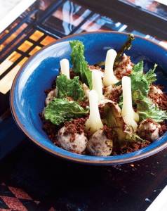 Um dos pratos da casa: 'Cauliflower florets with truffle purée'. FOTO: Peden + Munk