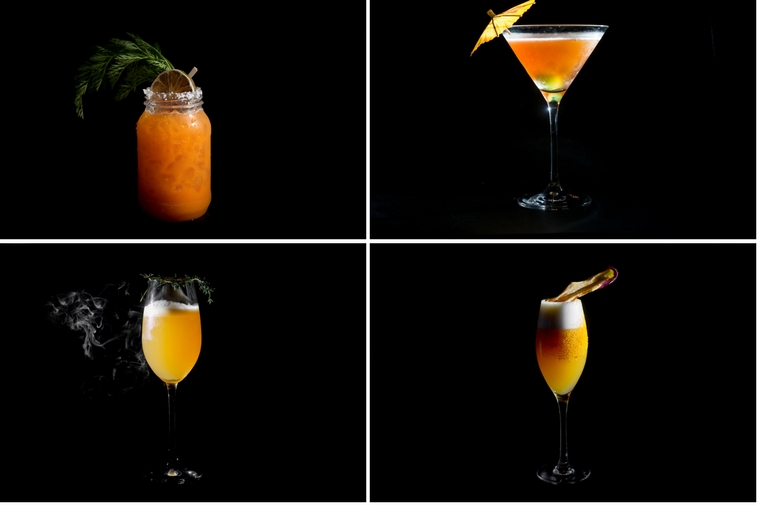 Bugs Bunny (Pitcher Cocktails), Procópio 1972 (Procópio), Welcome Spring (RIB – Beef & Wine no Pestana Pousada de Lisboa) e Mango Sour (Rio Maravilha). Fotos: Humberto Mouco